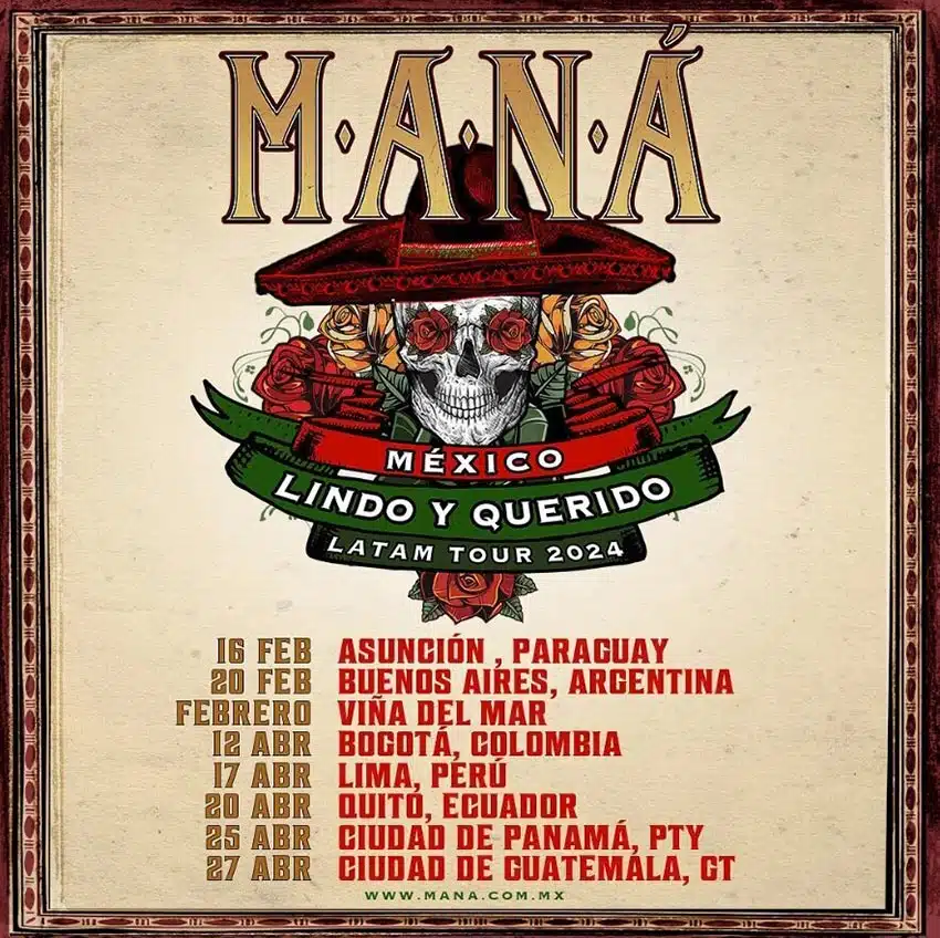 Fechas de Maná en Latinoamérica 2024: Paraguay, Argentina, Chile, Colombia, Perú, Ecuador